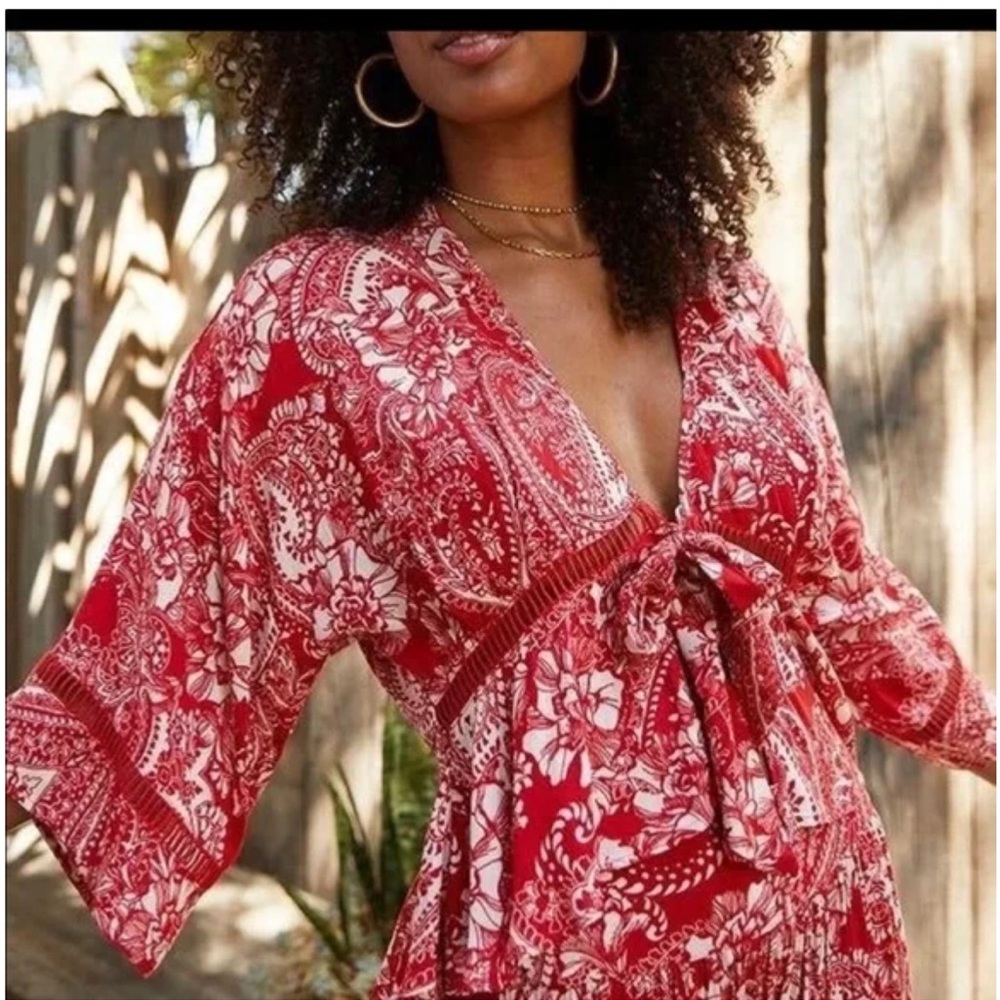 Band Of Gypsies Tribal Print Wrap Blouse, NWT